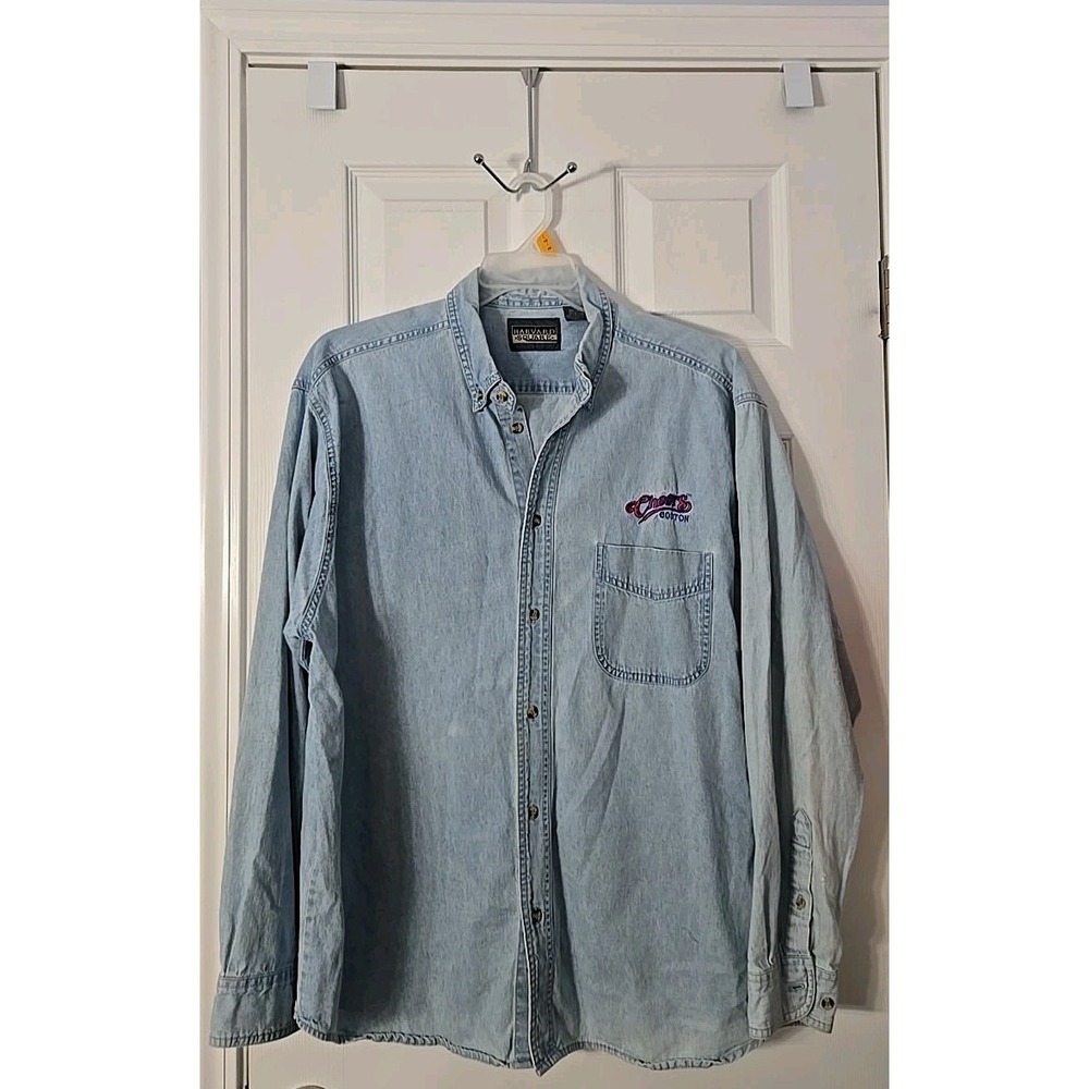 Harvard Square Mens Long Sleeve Denim Cheers Boston Logo Size XL